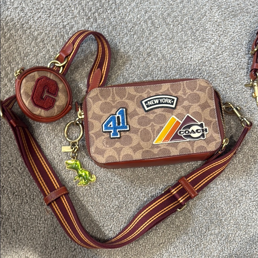 Coach Brown Crossbody Bag with Patches